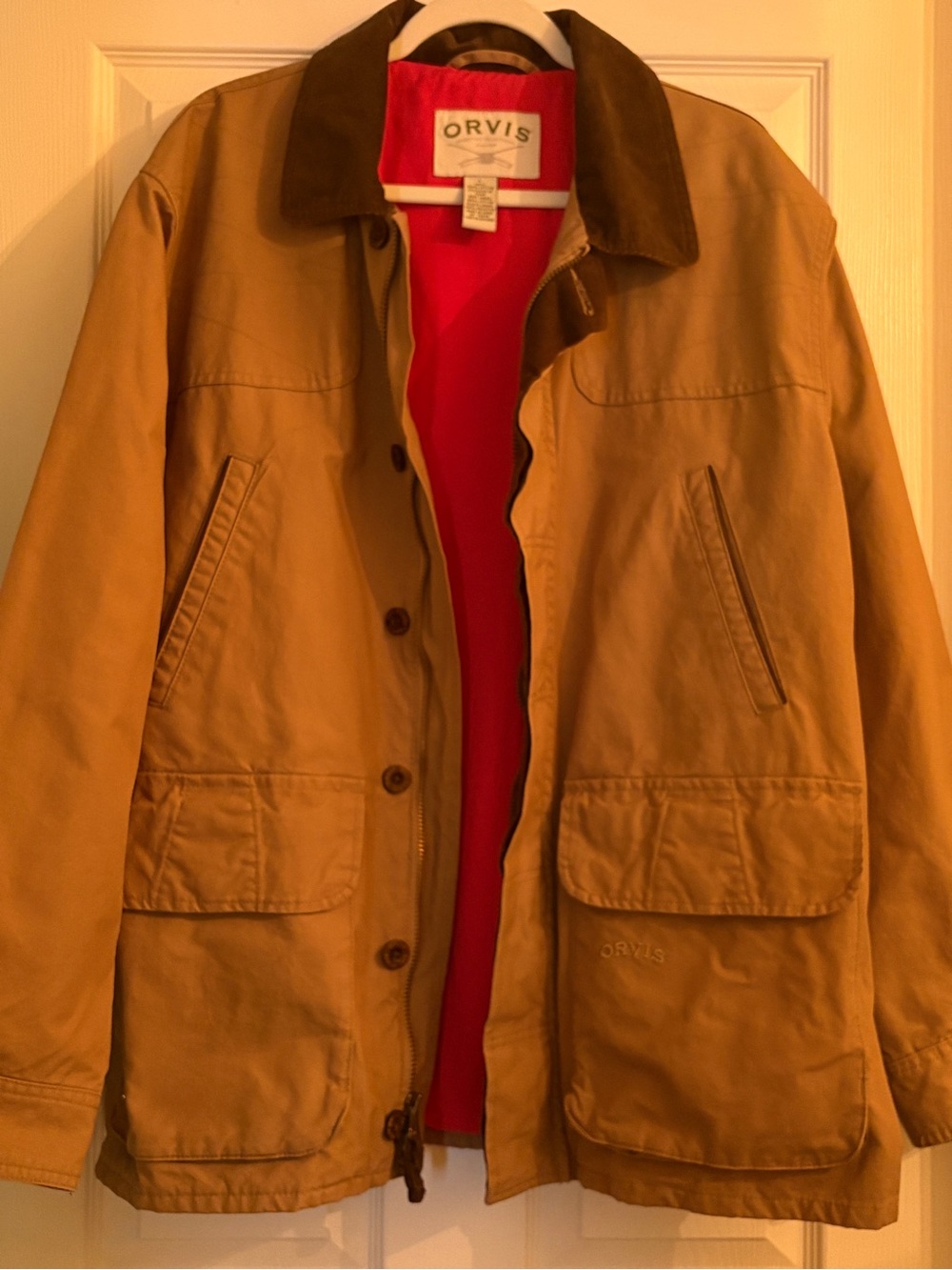 Orvis Brown Field Jacket with Red Lining